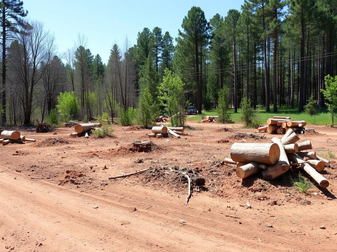 Rural lot cleared of brush and stumps